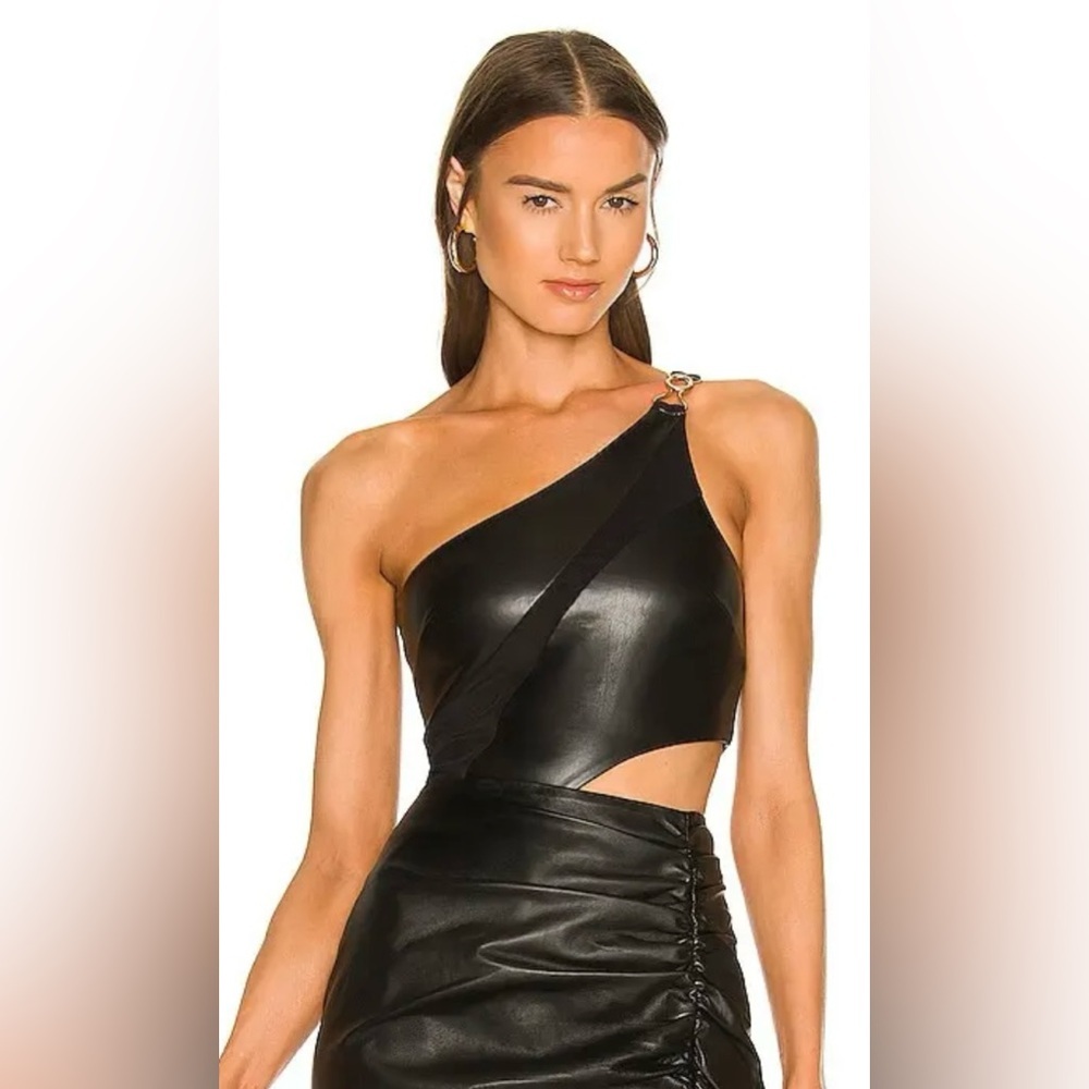 REVOLVE + Michael Costello x Kofi Bodysuit Faux Leather and Mesh Size M - Picture 4 of 13